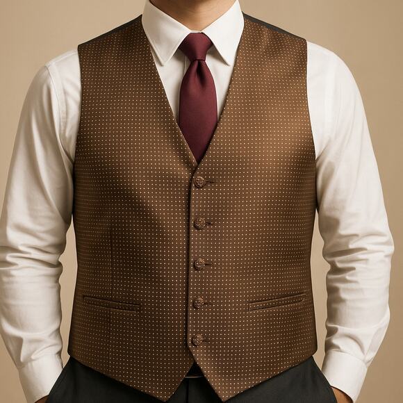 Pronto Uomo Couture Brown Wool Blend Vest Men’s Large 44 Suit Waistcoat - Picture 1 of 7